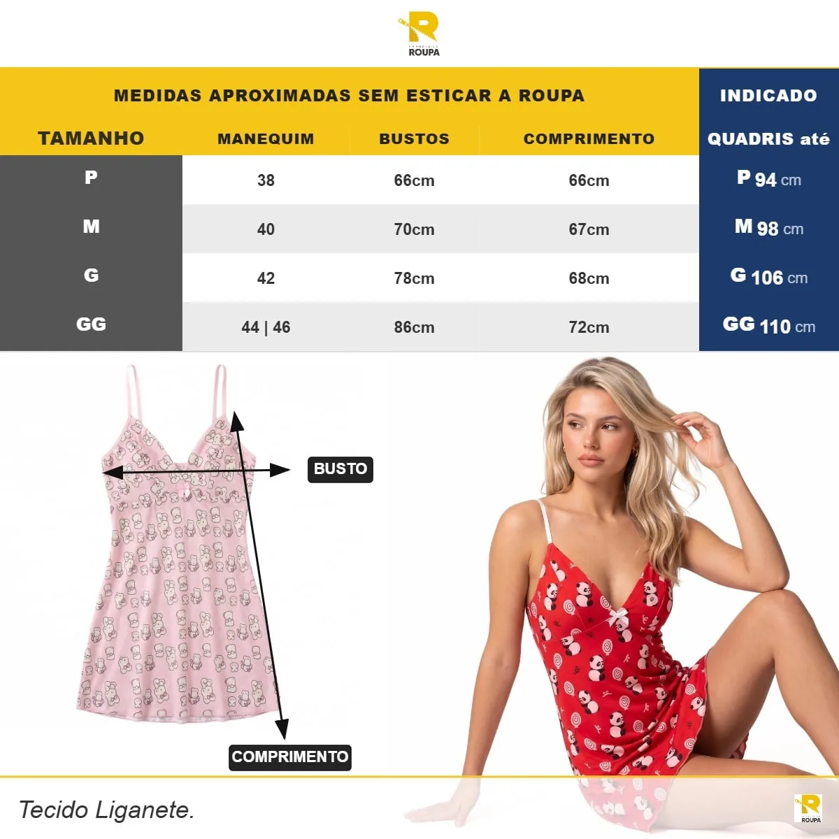 Camisola Feminina de Liganete com Decote e Alças Finas Confortável para Dormir - Imagem 9