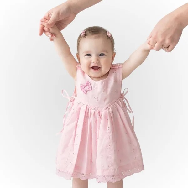 Vestido Bebê Laise com Laços Laterais