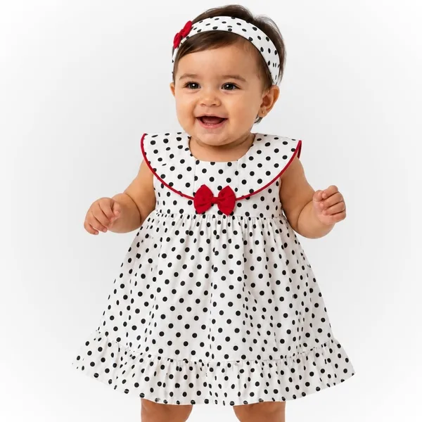 Vestido Bebê Algodão com Faixa