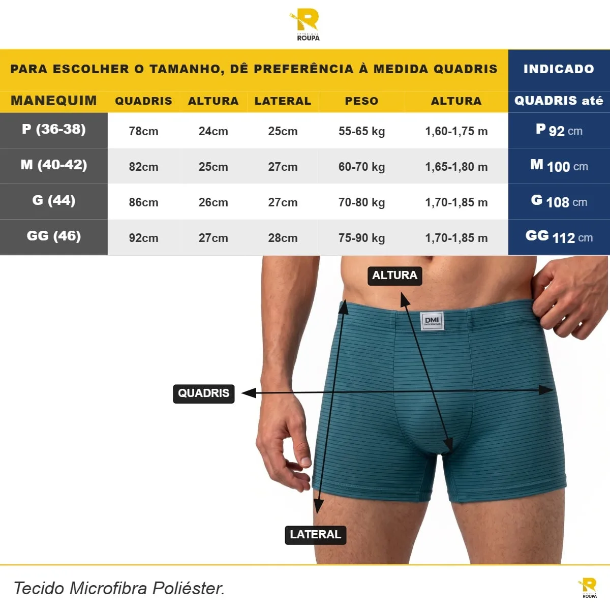 Cueca Boxer Masculina em Microfibra Listrada com Cós Largo e Forro Duplo - Imagem 9