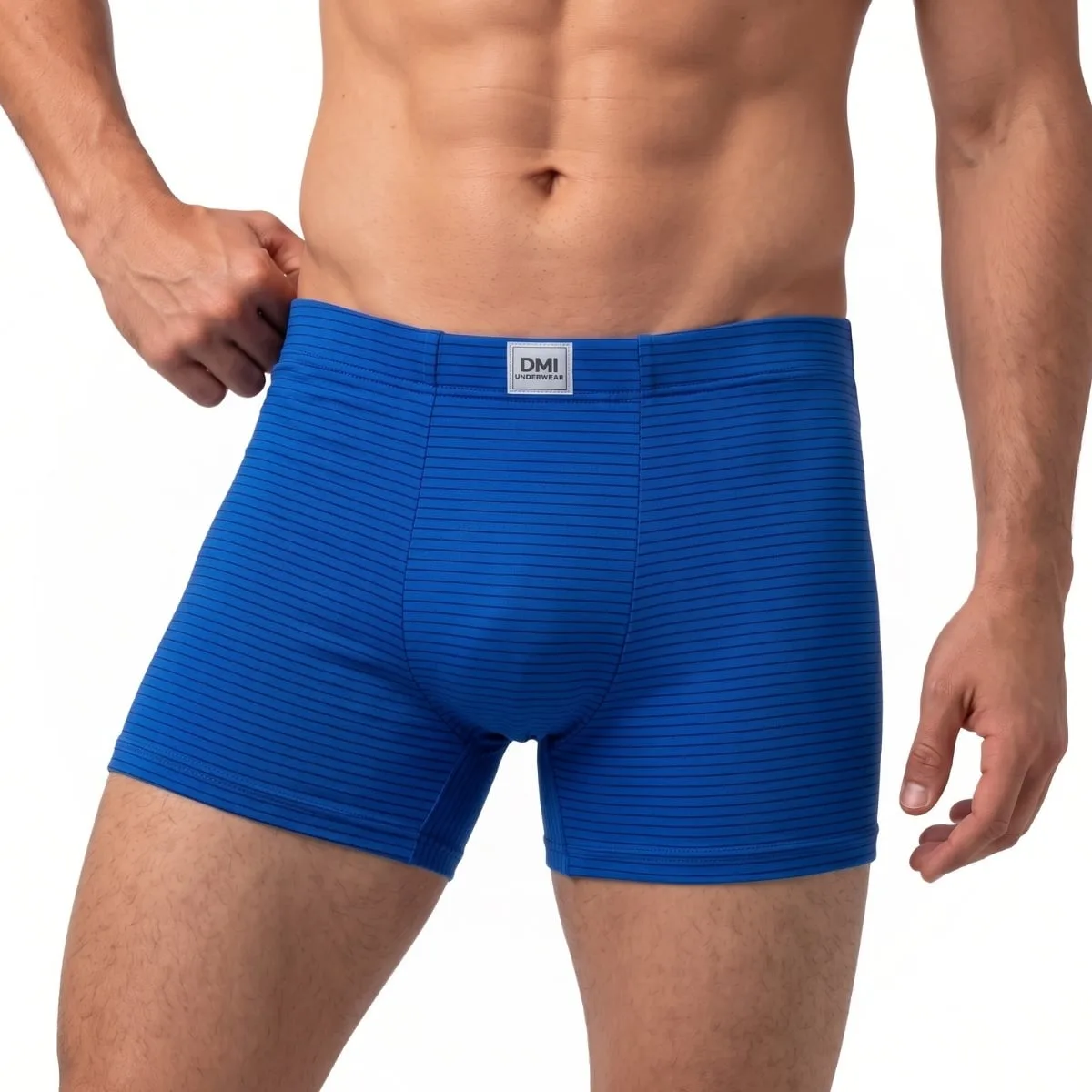 Cueca Boxer Masculina em Microfibra Listrada com Cós Largo e Forro Duplo