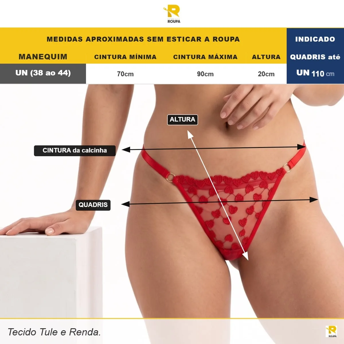 Calcinha Fio Dental em Tule e Renda com Laterais Reguláveis - Imagem 10