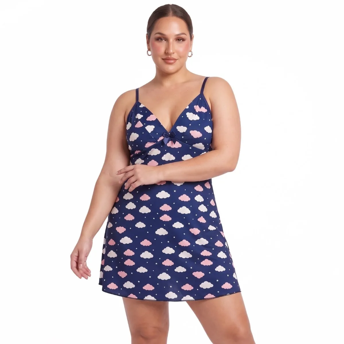 Camisola Plus Size em Liganete com Laço e Alças Finas - Imagem 8