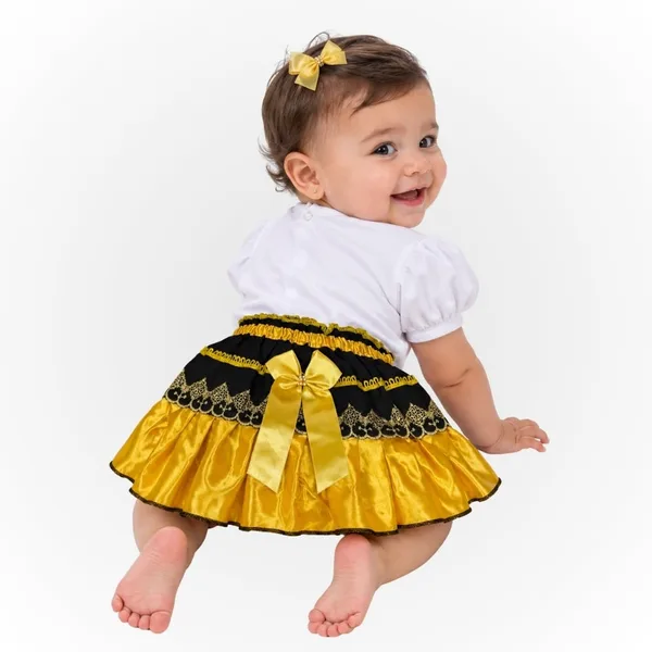 Calcinha Bebê Babado Cetim com Laço