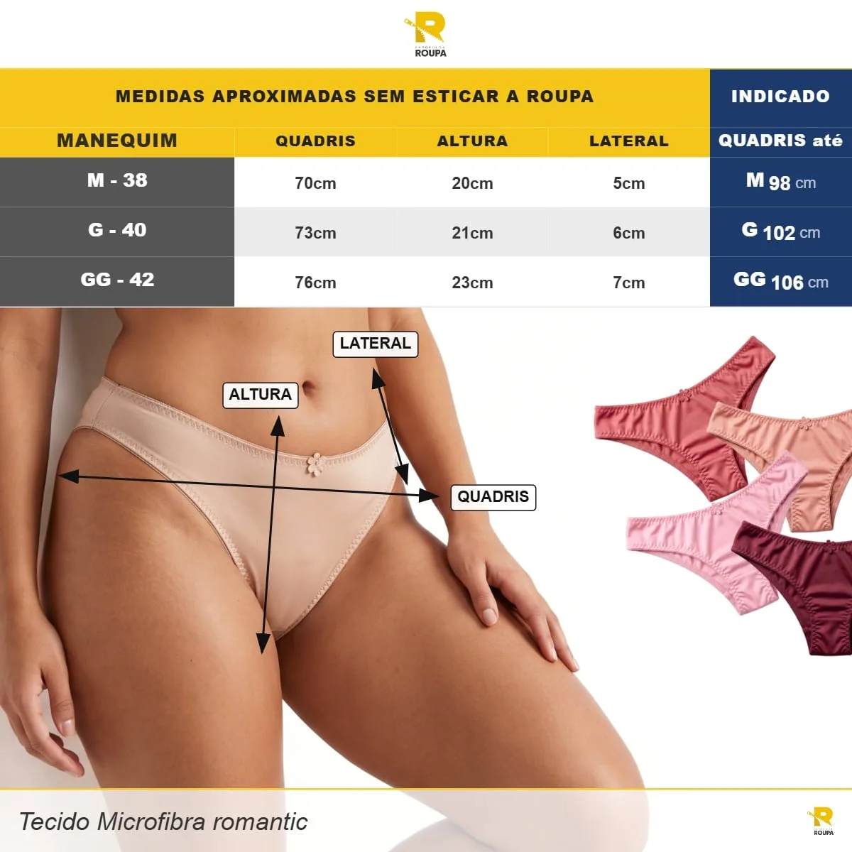 Calcinha Tanga Microfibra Romantic com Detalhe Floral - Imagem 8