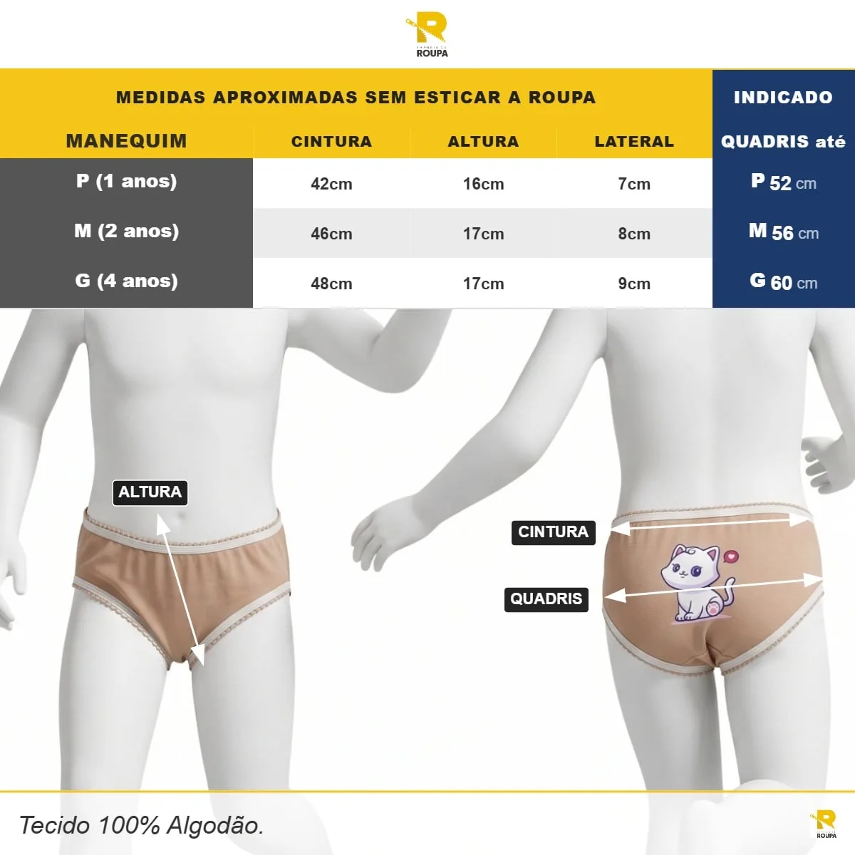 Calcinha Infantil 100% Algodão Lisa e Estampada Menina 1 a 4 Anos - Imagem 10
