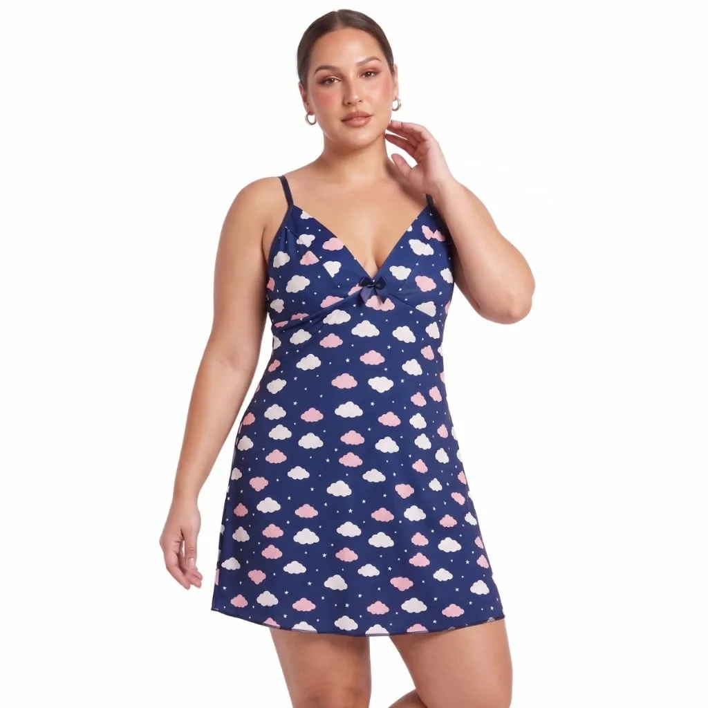 Camisola Plus Size em Liganete com Laço e Alças Finas