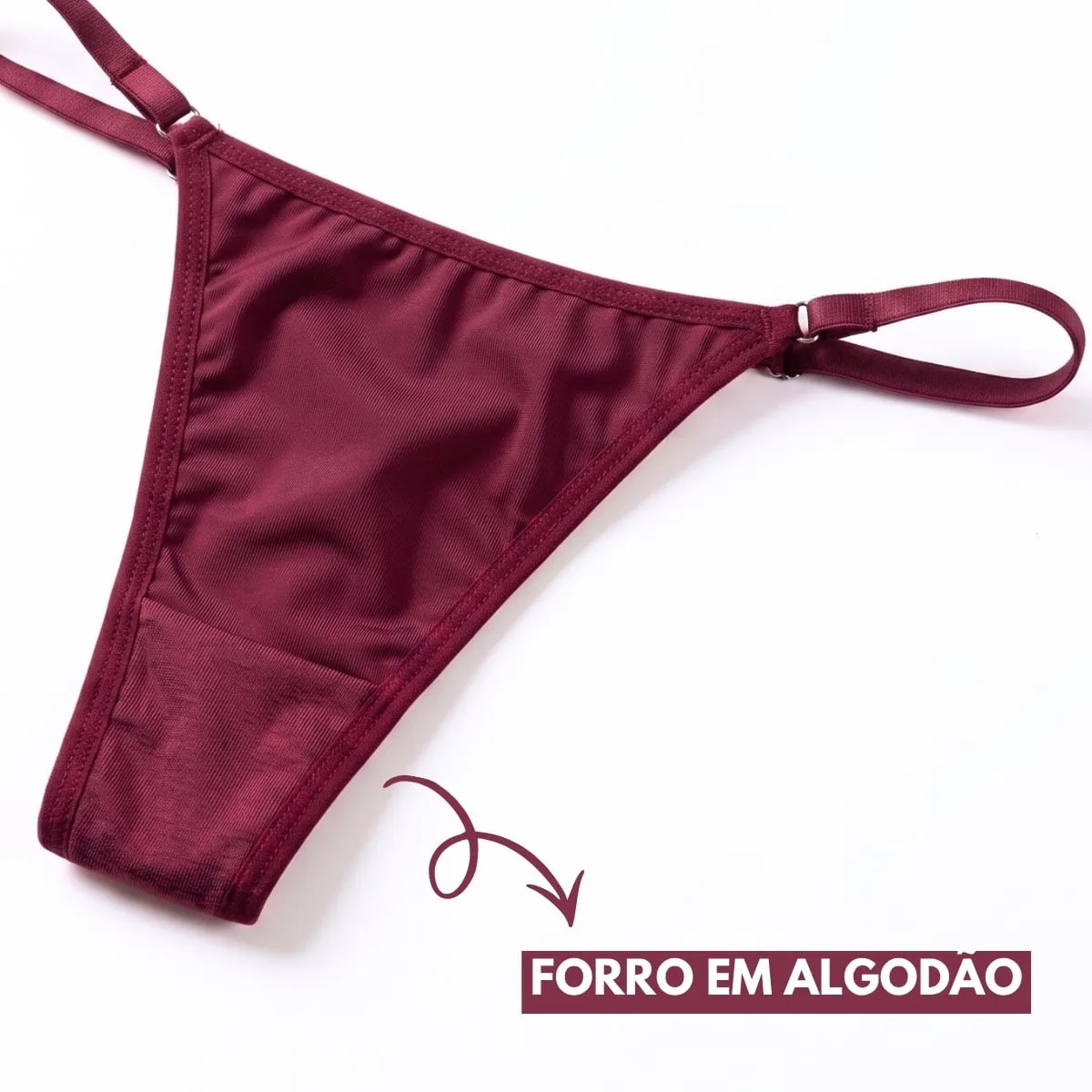 Calcinha Fio Dental Cereja em Microfibra com Laterais Reguláveis - Imagem 7