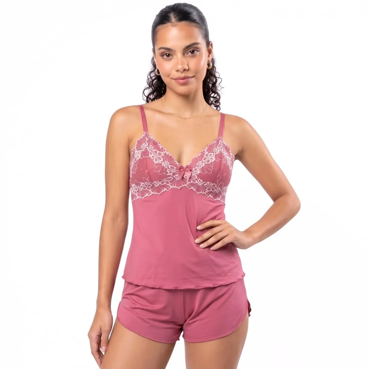 Baby Doll Feminino Tata em Romantic com Renda Floral no Busto, Alças Reguláveis e Short Liso - Imagem 4