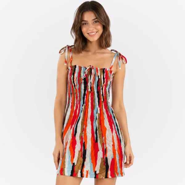 Vestido Curto Viscose Lastex Alça Amarração